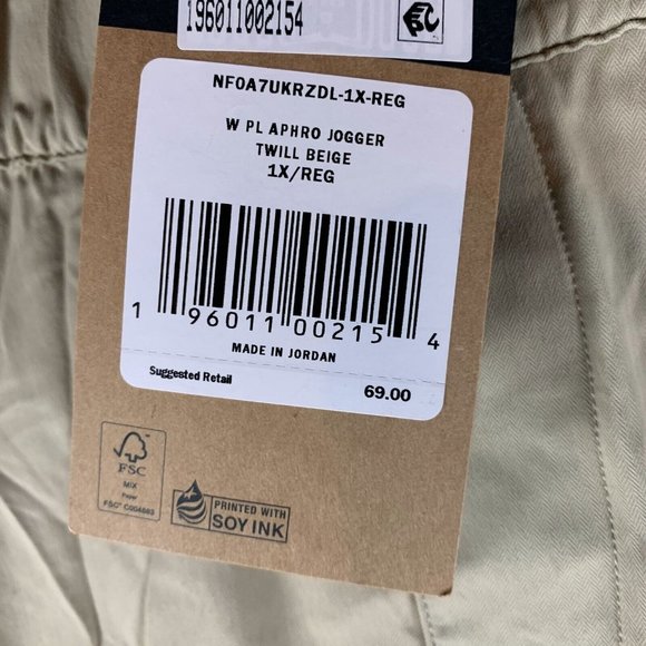 The‎ North Face Jogger Pants Women's 1X Twill Beige Stretch Elastic Waist 7526 - Picture 6 of 10
